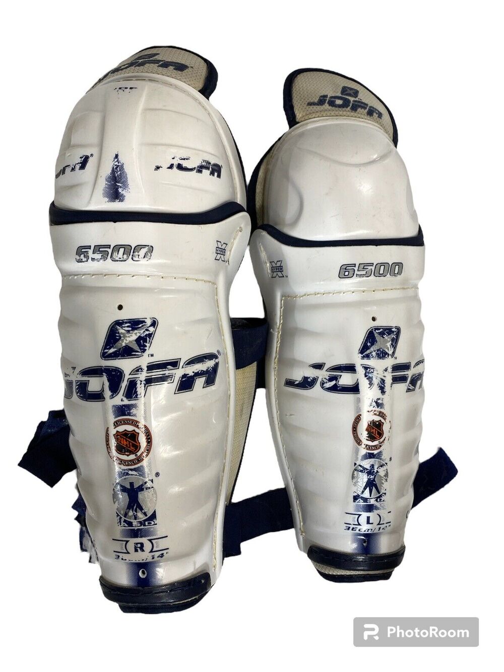 Vintage JOFA 2500 Hockey Shin Guards size 14" inch Pads Ice sr senior Guard READ